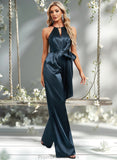 Winnie Jumpsuit/Pantsuit Halter Floor-Length Stretch Satin Bridesmaid Dress STAP0025805