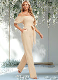 Hailie Jumpsuit/Pantsuit Off the Shoulder Square Floor-Length Chiffon Bridesmaid Dress STAP0025791