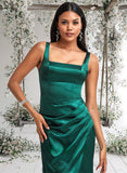 Danna A-line Square Floor-Length Stretch Satin Bridesmaid Dress STAP0025742