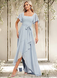 Sandy A-line Square Asymmetrical Chiffon Bridesmaid Dress STAP0025796