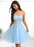 Brianna A-line Scoop Short Tulle Sequin Homecoming Dress With Sequins Beading STAP0025706