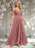 Alisson A-line Cold Shoulder Asymmetrical Chiffon Bridesmaid Dress STAP0025823