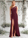 Raven A-line One Shoulder Floor-Length Chiffon Bridesmaid Dress STAP0025756