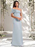 Khloe A-line Asymmetrical Off the Shoulder Floor-Length Satin Prom Dresses STAP0025884