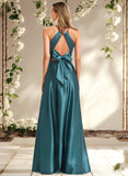 Jocelynn A-line Halter Floor-Length Stretch Satin Bridesmaid Dress STAP0025731