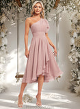 Alexa A-line One Shoulder Asymmetrical Chiffon Bridesmaid Dress With Ruffle STAP0025819