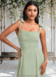 Fatima A-line Cowl Floor-Length Chiffon Bridesmaid Dress With Bow STAP0025738