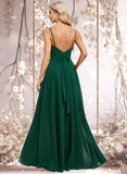 Molly A-line V-Neck Floor-Length Chiffon Bridesmaid Dress STAP0025813