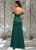 Mariam Trumpet/Mermaid Off the Shoulder Square Floor-Length Satin Prom Dresses With Ruffle STAP0025883