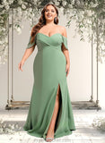 Kendall Trumpet/Mermaid Off the Shoulder V-Neck Floor-Length Chiffon Bridesmaid Dress STAP0025810