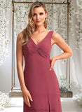 Nola A-line V-Neck Floor-Length Chiffon Bridesmaid Dress STAP0025753