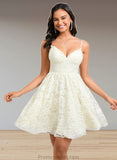 Tamia A-line V-Neck Short Lace Homecoming Dress STAP0025708