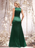 Callie Trumpet/Mermaid V-Neck Floor-Length Stretch Satin Bridesmaid Dress STAP0025812