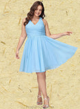 Kayden A-line V-Neck Knee-Length Chiffon Homecoming Dress With Ruffle STAP0025703