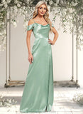 Alena A-line Cowl Cold Shoulder Floor-Length Stretch Satin Bridesmaid Dress With Bow Ruffle STAP0025807