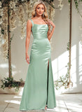 Lyla Trumpet/Mermaid Square Floor-Length Stretch Satin Bridesmaid Dress STAP0025784