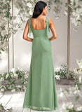 Adriana A-line Square Floor-Length Chiffon Bridesmaid Dress With Bow STAP0025740