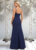 Rachael Trumpet/Mermaid Cowl Floor-Length Stretch Crepe Bridesmaid Dress With Ruffle STAP0025766