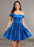 Emilie Ball-Gown/Princess Off the Shoulder Short Satin Homecoming Dress STAP0025680