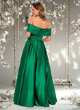 Giana Ball-Gown/Princess Off the Shoulder Floor-Length Satin Prom Dresses STAP0025871