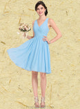 Kayden A-line V-Neck Knee-Length Chiffon Homecoming Dress With Ruffle STAP0025703