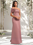 Khloe A-line Asymmetrical Off the Shoulder Floor-Length Satin Prom Dresses STAP0025884