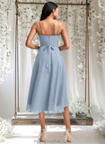 Kyra A-line Cowl Asymmetrical Chiffon Bridesmaid Dress With Ruffle STAP0025727