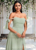 Fatima A-line Cowl Floor-Length Chiffon Bridesmaid Dress With Bow STAP0025738