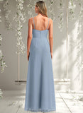 Sarah A-line V-Neck Floor-Length Chiffon Bridesmaid Dress STAP0025726