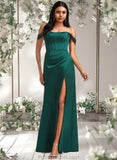 Jennifer A-line Off the Shoulder Floor-Length Satin Bridesmaid Dress STAP0025743