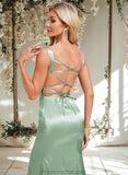 Lyla Trumpet/Mermaid Square Floor-Length Stretch Satin Bridesmaid Dress STAP0025784