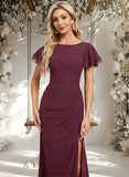 Janiya A-line Boat Neck Floor-Length Chiffon Bridesmaid Dress With Ruffle STAP0025827