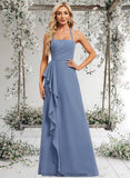 Elsa A-line Halter Floor-Length Chiffon Bridesmaid Dress STAP0025799