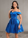 Emilie Ball-Gown/Princess Off the Shoulder Short Satin Homecoming Dress STAP0025680