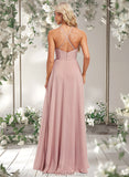 Logan A-line Halter Floor-Length Chiffon Bridesmaid Dress STAP0025821