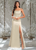 Mariam Trumpet/Mermaid Off the Shoulder Square Floor-Length Satin Prom Dresses With Ruffle STAP0025883