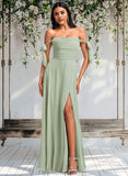 Fatima A-line Cowl Floor-Length Chiffon Bridesmaid Dress With Bow STAP0025738