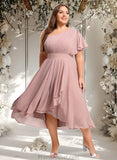 Alexa A-line One Shoulder Asymmetrical Chiffon Bridesmaid Dress With Ruffle STAP0025819