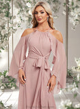 Logan A-line Halter Floor-Length Chiffon Bridesmaid Dress STAP0025821