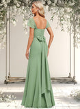 Kendall Trumpet/Mermaid Off the Shoulder V-Neck Floor-Length Chiffon Bridesmaid Dress STAP0025810