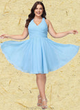 Kayden A-line V-Neck Knee-Length Chiffon Homecoming Dress With Ruffle STAP0025703