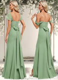 Kendall Trumpet/Mermaid Off the Shoulder V-Neck Floor-Length Chiffon Bridesmaid Dress STAP0025810