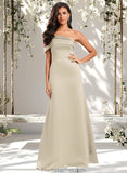 Khloe A-line Asymmetrical Off the Shoulder Floor-Length Satin Prom Dresses STAP0025884