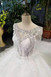 New Arrival Cheap Price Tulle Wedding Dresses Lace Up With Appliques And Crystals 3/4