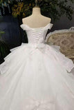 New Arrival Luxurious Wedding Dresses Ball Gown Off The Shoulder Tulle Lace Up With Beads And