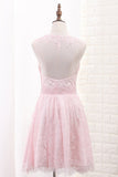 Lace Homecoming Dresses A Line Scoop With Applique And