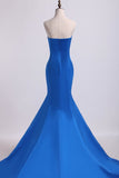 Concise Sweetheart Mermaid/Trumpet Evening Dresses Elastic Satin Court Train