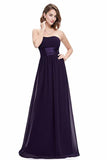 Chiffon Sweetheart Neck A Line Sleeveless Wedding Bridesmaid Long Evening Festive Party