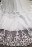 New Arrival Wedding Dresses Tulle Scoop Neck With Appliques And Handmade Flowers Lace Up Long