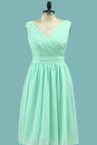 Bridesmaid Dresses V Neck Chiffon With Ruffles A Line